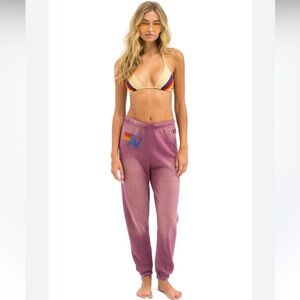 Aviator Nation Vintage Logo Jogger Sweatpants in Faded Berry Size XS NWT